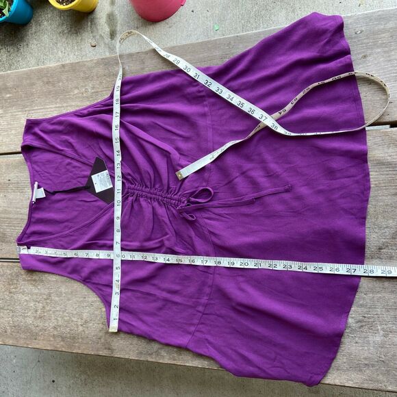 Ava & Viv Womens Tank Top Size X Sweet Plum Purple Sleeveless Ruched Drawstring - Picture 4 of 6